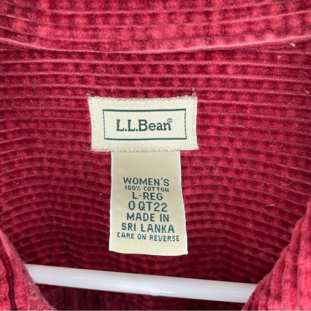 L.L. Bean Vintage Red Corduroy Button Down Shirt Top Size L - Picture 2 of 4